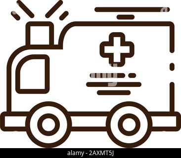 cartoon ambulance icon over white background, line style, vector illustration design Stock Vector