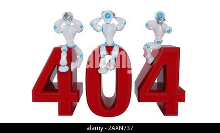 Can't see hear speak robots on 404 error numbers. Stock Photo