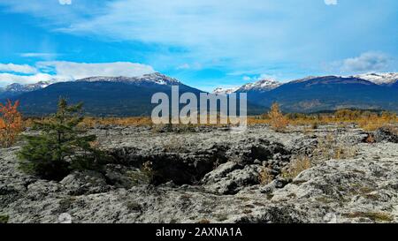 Nisga'a Memorial Lava Bed Provincial Park is a provincial park in the Nass River valley in northwestern British Columbia, Canada, about 80 kilometers Stock Photo