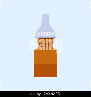 Medical nasal drops in flat style isolated on blue background. Storage tank. Vector stock illustration. Sign silhouette.Medical natural remedy. Simple Stock Vector