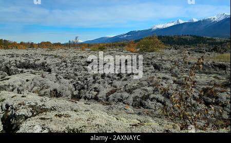 Nisga'a Memorial Lava Bed Provincial Park is a provincial park in the Nass River valley in northwestern British Columbia, Canada, about 80 kilometers Stock Photo