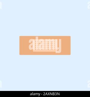 Medical patch in flat style isolated on blue background. Antiseptic protective agent. Sign vector stock illustration. Antibacterial plaster adhesive b Stock Vector