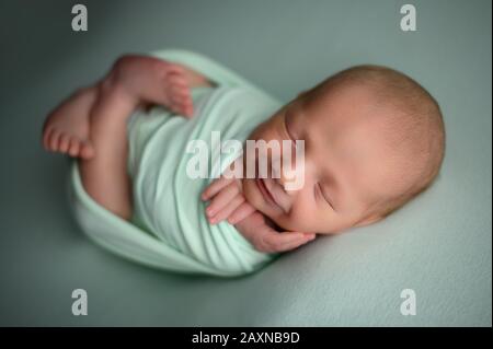 Newborn baby studio photography Stock Photo