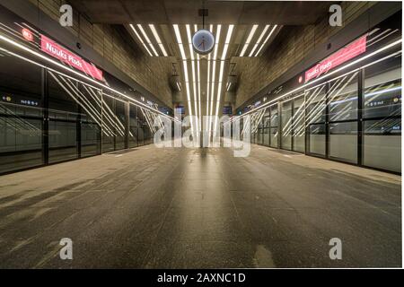 The platform at Nuuk Square Metro Station on the newly opened Cityringen metro in Copenhagen Stock Photo