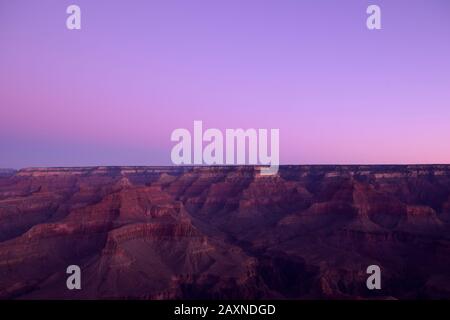 Majestic Wide Angle View Of Grand Canyon Against Clear Vivid Sunrise Stock Photo