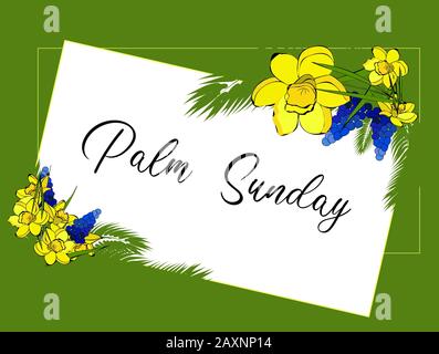 Palm Sunday. Spring flowers greeting card. Religion Christianity Stock Photo