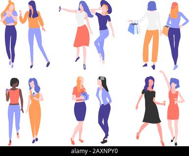 Set girls friendship. Stock Vector