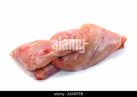Rabbit thigh against white background Stock Photo