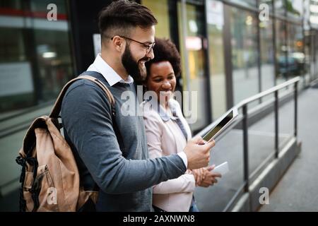 Business team digital device technology connecting concept Stock Photo