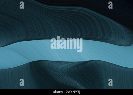 fluid artistic waves with modern curvy waves background illustration with very dark blue, cadet blue and dark slate gray color. Stock Photo