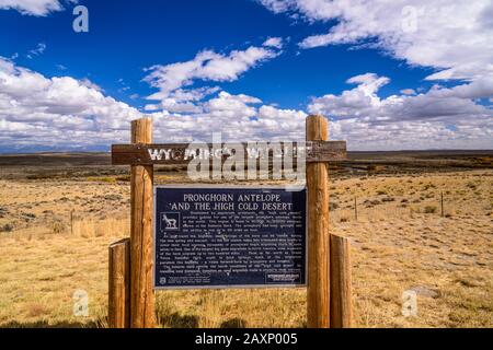 The USA, Wyoming, Sublette county, Big Sandy, Big Sandy Creek Valley, Sublette Herd pastureland Stock Photo