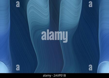 fluid artistic waves with modern soft swirl waves background design with dark slate gray, steel blue and teal blue color. Stock Photo