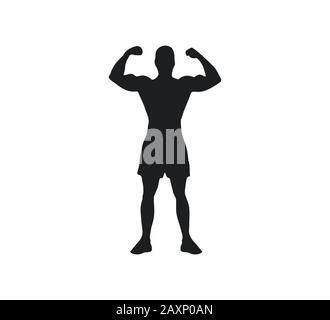Man sport silhouette. Vector illustration. Flat. athletic Stock Vector
