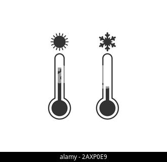 Hot, cold temperature icon. Vector illustration, flat design. Stock Vector
