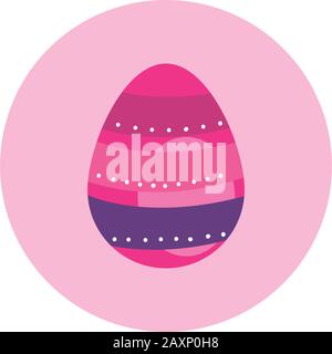 easter egg painted with bars and points block style Stock Vector