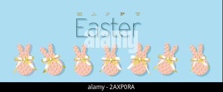 Happy Easter greeting card, poster, with cute, sweet bunny Stock Photo