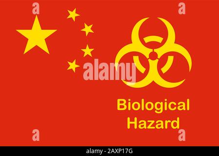 Biological Hazard, Coronavirus, China. Vector illustration, flat design. Stock Vector