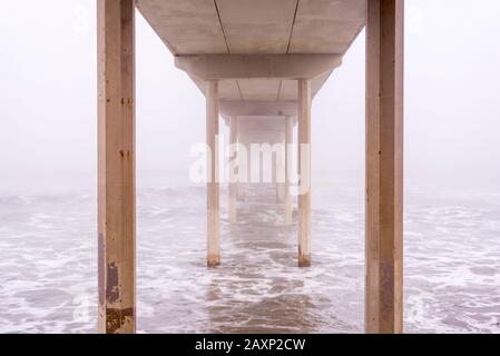 The Ocean Beach Pier on a foggy morning. San Diego, California, USA. Stock Photo