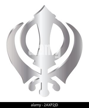 The main symbol of Sikhism – sign Khanda made of gold metal. Gradient ...