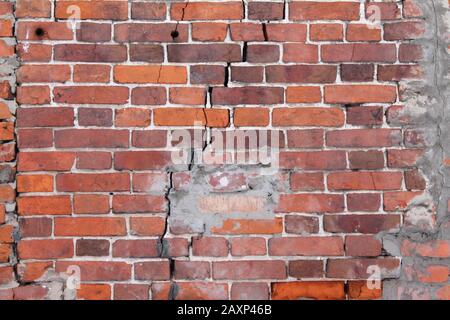 Retro brick wall old texture, great design for any purposes. Gray grunge texture. Stock Photo