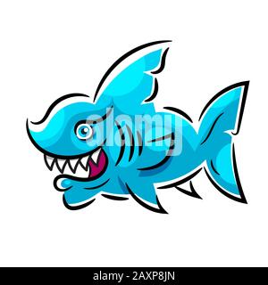 Toothy White Shark Illustration Suitable For Greeting Card, Poster Or T-shirt Printing. Stock Vector