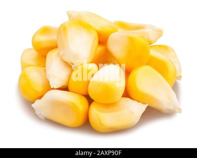 corn kernels path isolated on white Stock Photo