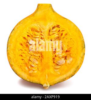 sliced red kuri squash path isolated on white Stock Photo