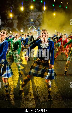 The Royal Edinburgh Military Tattoo, highland dancers from the Tattoo Dance Company performing Stock Photo