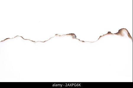 Paper burned old grunge on white background with clipping path Stock Photo