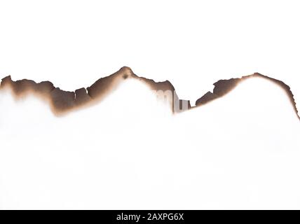Paper burned old grunge on white background with clipping path Stock Photo