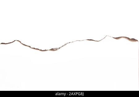 Paper burned old grunge on white background with clipping path Stock Photo
