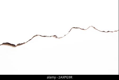 Paper burned old grunge on white background with clipping path Stock Photo