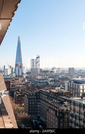 The Shard seen from the viewing level of the Tate Modern's Blavatnik Building. Stock Photo