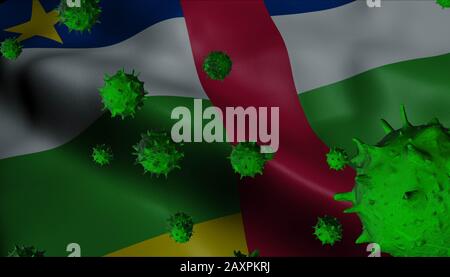 3D animation of W waving flag with green viruses (Coronavirus Concept) Stock Photo