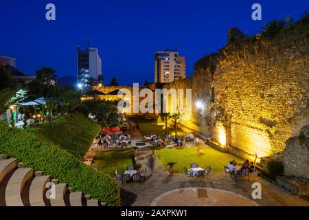 Restaurant Real Scampini, fortress wall, Elbasan, Albania Stock Photo