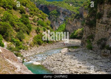 Lengarica Canyon, River Lengaricë, near Përmet, Hotova-Dangell National Park, Gjirokastra, Gjirokastër, Albania Stock Photo