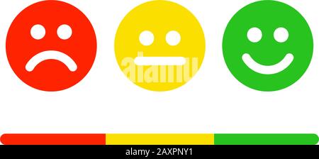 Happy face level flat icon. Feedback emoticons scale.  Stock Vector