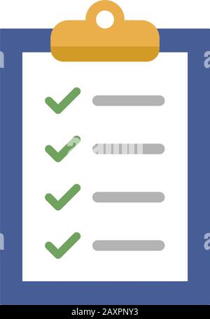 List with check marks flat icon. Clipboard pictogram Stock Vector