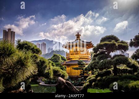 Chi Lin Nunnery and Nan Lian Garden in Hong Kong Stock Photo