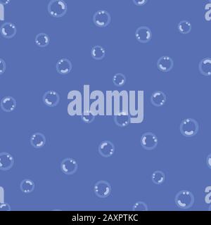 little shiny bubbles seamless vector polka dot pattern on violet blue background Stock Vector