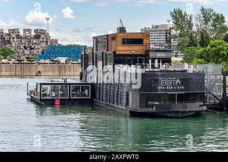 Montreal, CA - 7 September 2019 - Bota Bota spa in the Old Port of Montreal Stock Photo