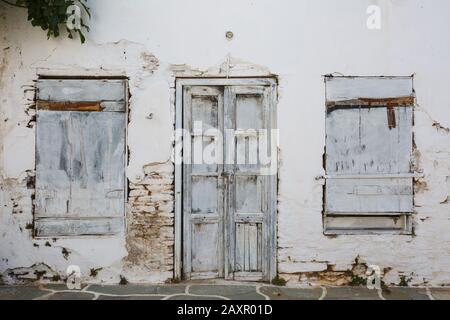 Abandoned house in Messaria village on Kythnos island. Stock Photo