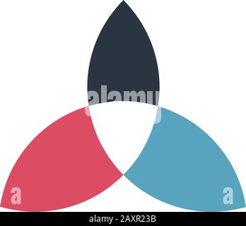 Trinity Logo, triquetra Symbol , three colored leaves. Stock Vector illustration isolated on white background. Stock Vector