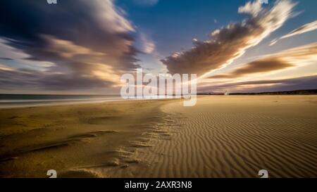 Empty beach at Narbonne Plage in winter. Stock Photo