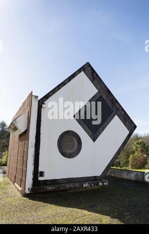 Frunas, Azores - February 2020: Overview of 'Casa Invertida', the upside down house, a power station at Furnas in the São Miguel island, Azores Stock Photo