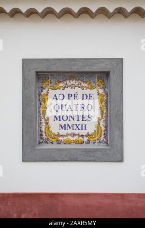 Tile painting (azulejos) on a wall in Alte, Algarve, Faro district, Portugal Stock Photo
