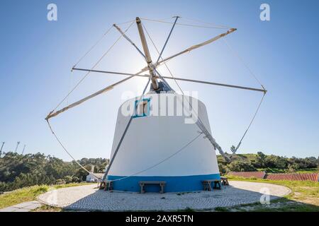Windmill in Odeceixe, Costa Vicentina, Algarve, Faro district, Portugal Stock Photo