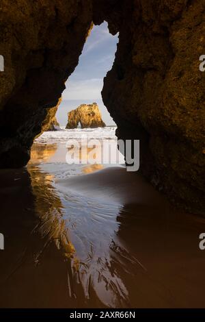 Rock formation at Praia da Prainha, Alvor, Algarve, Faro district, Portugal Stock Photo