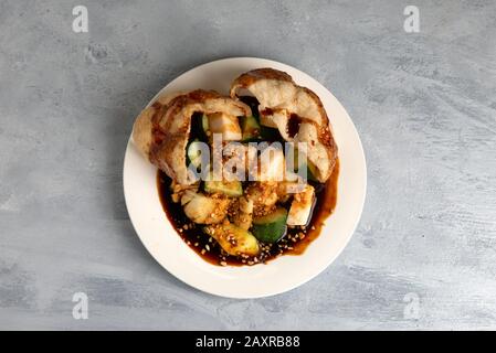 Rojak Buah  traditional Asian fruits mixed with peanut, chilly and sauce Stock Photo