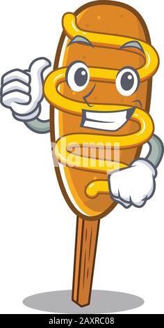 Funny corn dog making Thumbs up gesture Stock Vector